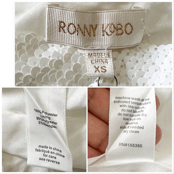 Ronny Kobo Eden One-Shoulder Minidress in White Sequins, Size XS, New with tag - Picture 7 of 16